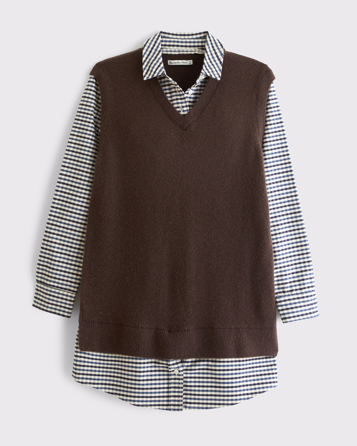 Merino Wool-Blend Layered Collared Sweater Mini Dress