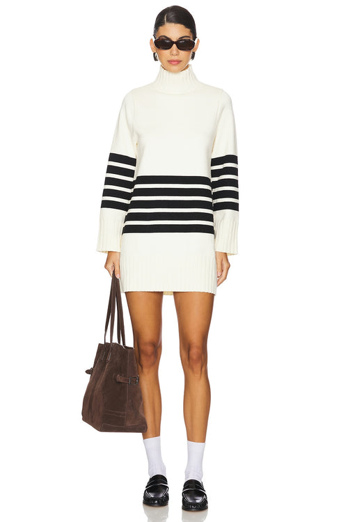 Abbey Sweater Dress in Ivory & Black