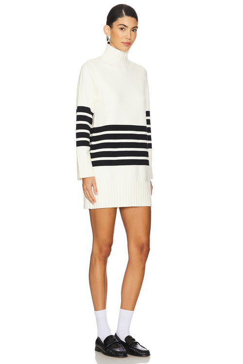 Abbey Sweater Dress in Ivory & Black