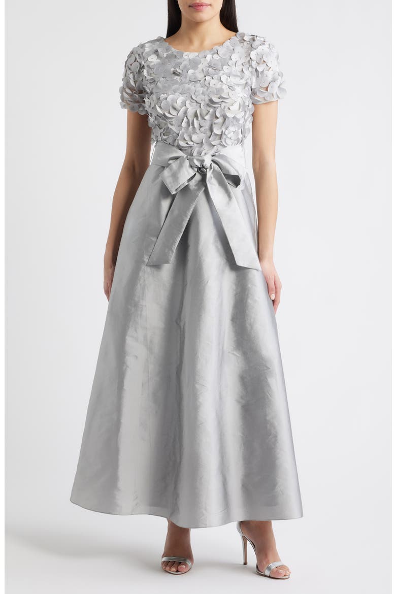 3D Beaded Paillette Bodice Taffeta A-Line Gown