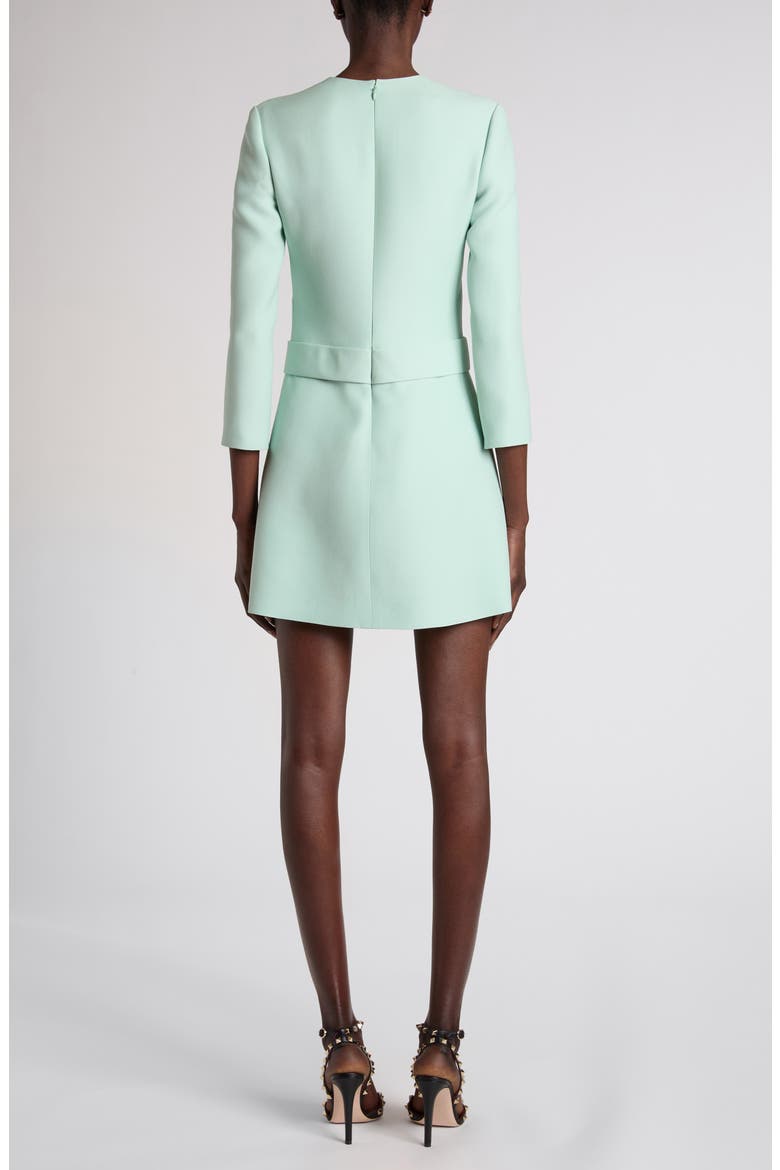 Belted VLOGO Wool & Silk Crepe Couture Minidress