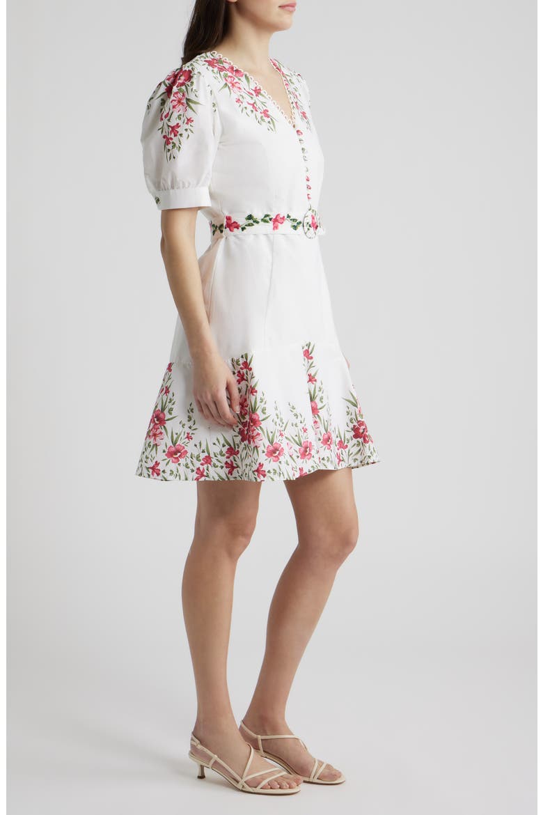 Floral Belted Puff Sleeve Midi Dress