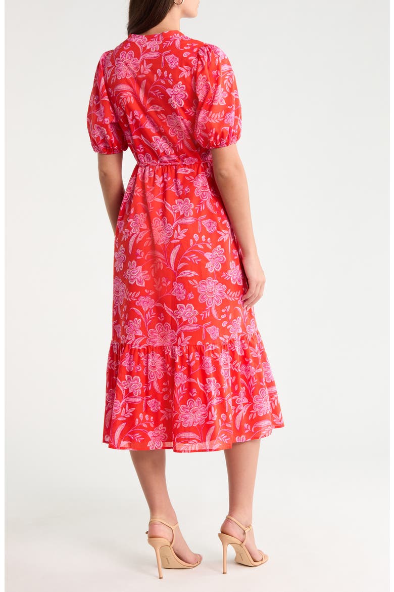 Aria Floral Beth Button-Up Cotton Midi Dress