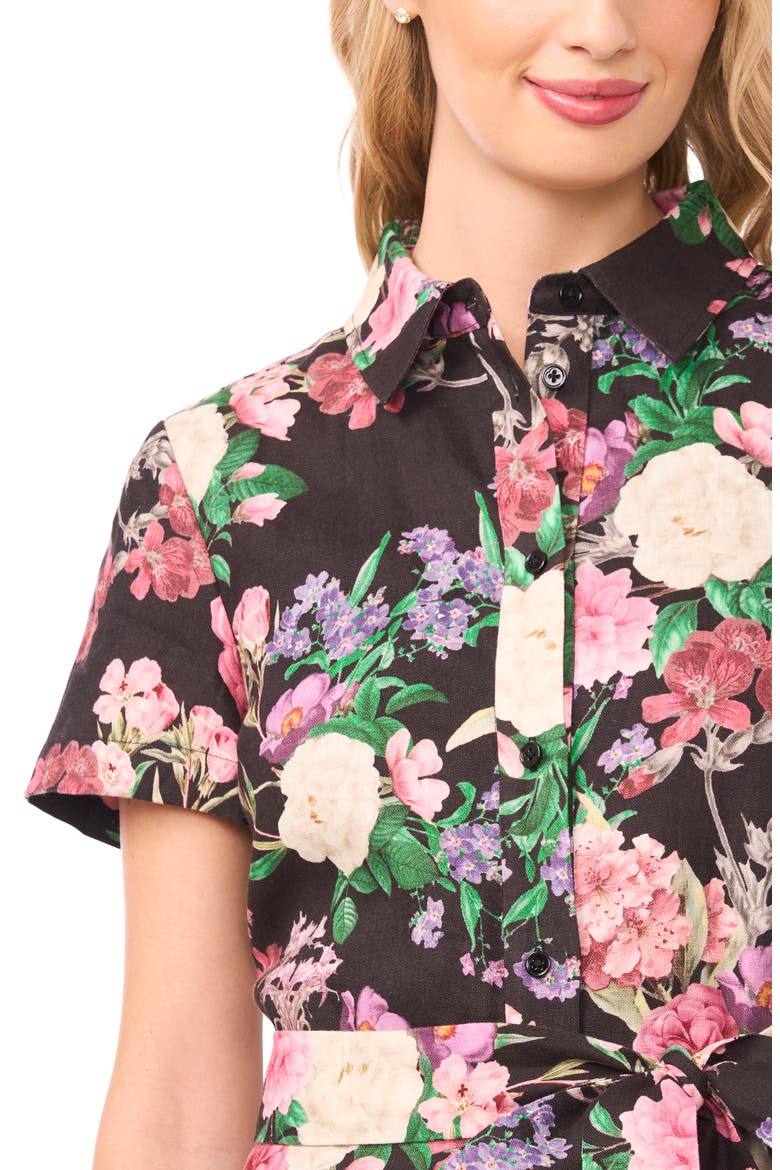 Charlie Floral Linen Midi Shirtdress