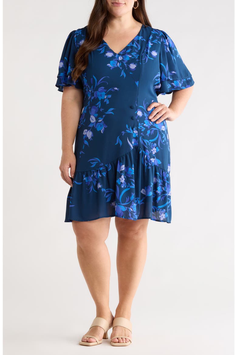 Niva Floral Print Faux Wrap Dress