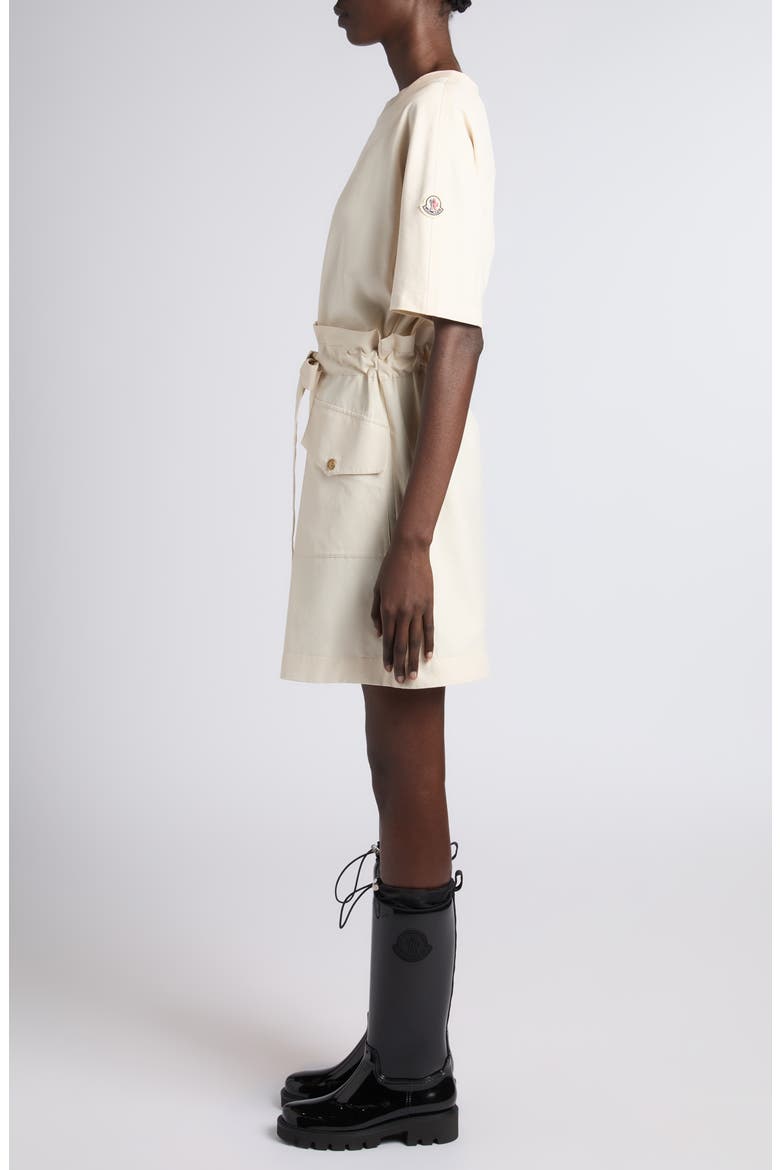Hybrid Knit & Woven Drawstring Minidress