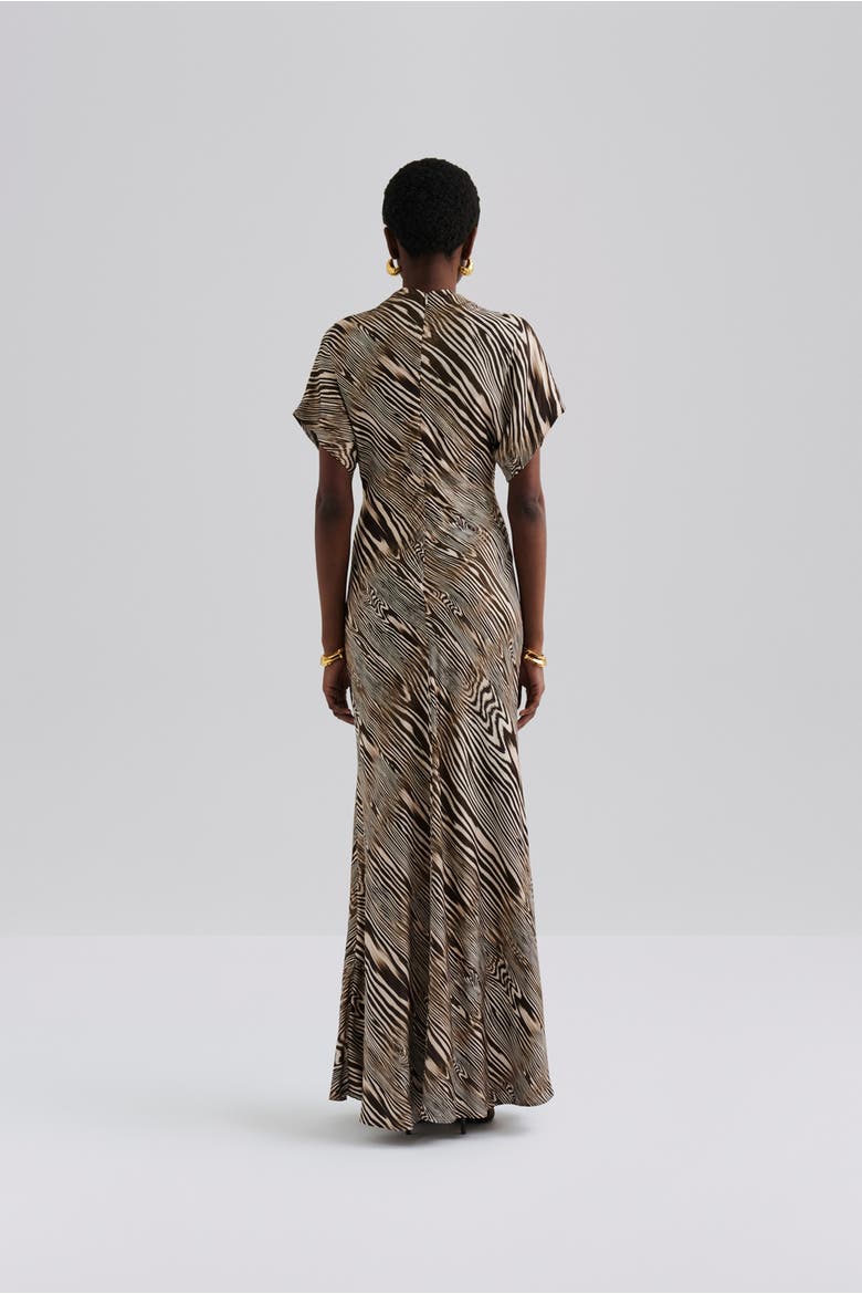 Alivia Short Sleeve Satin Maxi Dress