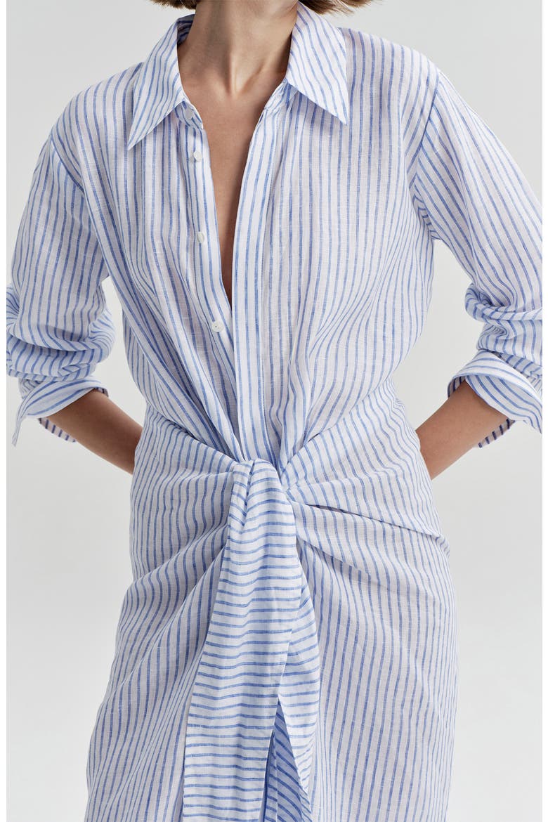 Mila Striped Linen Midi Shirtdress