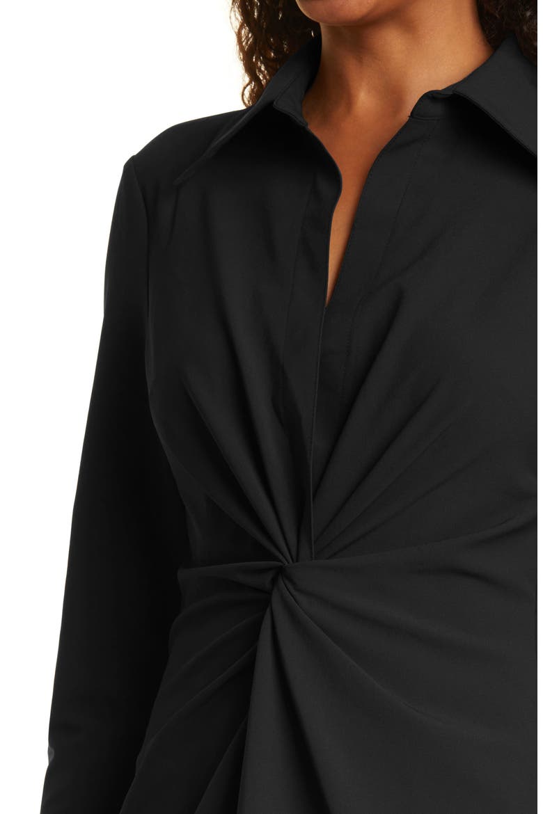 McKenna Front Twist Long Sleeve Mini Shirtdress
