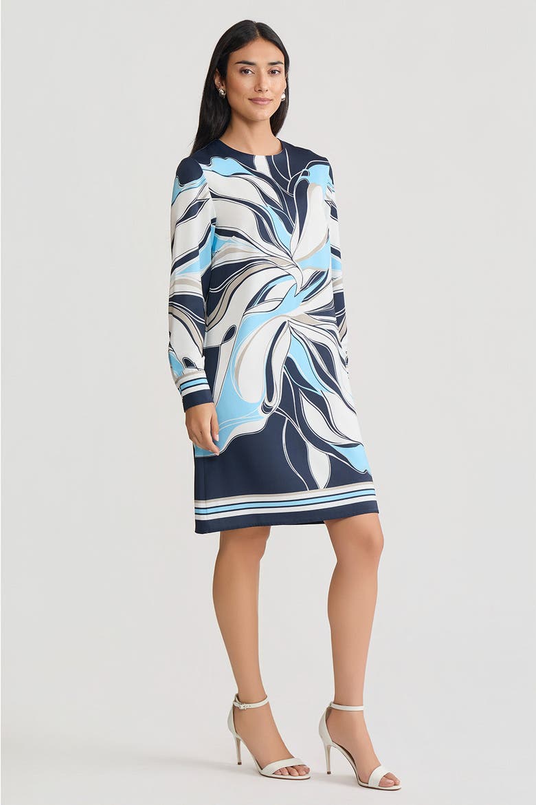Floral Abstract Crepe de Chine Shift Dress