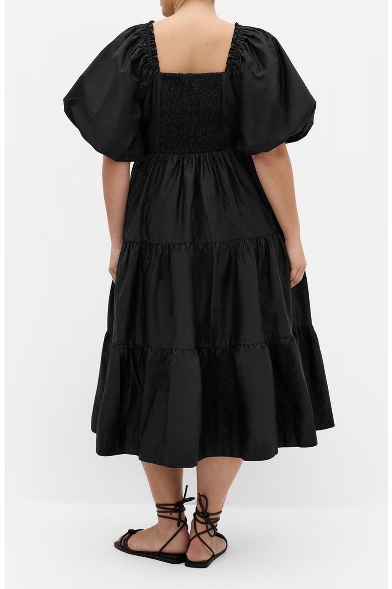 Fantasy Tiered Puff Sleeve Midi Dress
