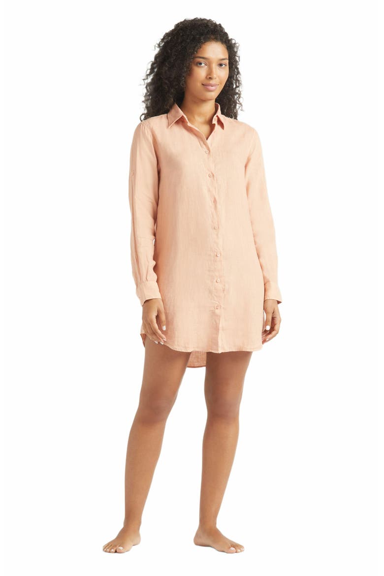 Women's Solid Linen Shirt Dress