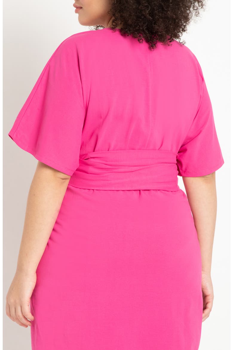 Tie front Flutter Sleeve Midi Sheath Dress