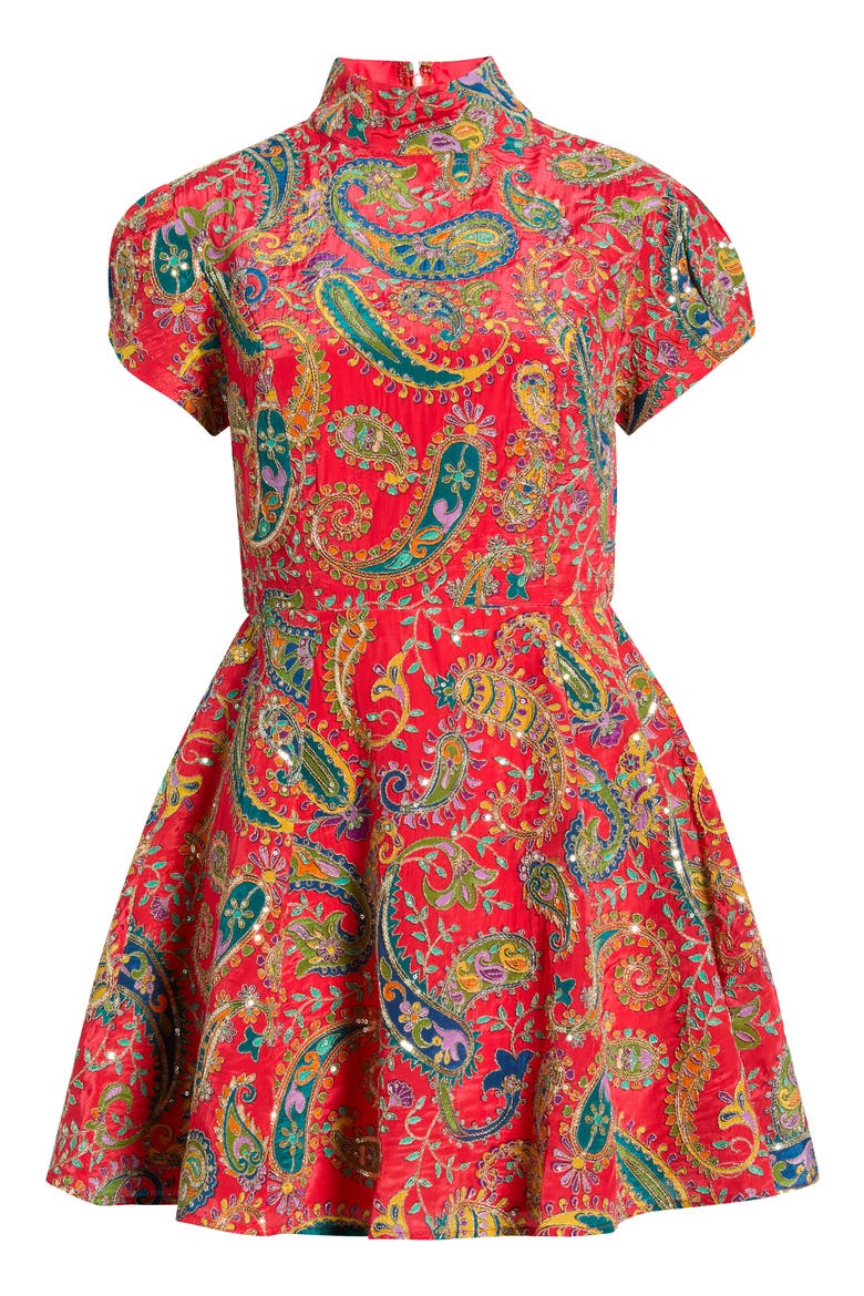 Nour Print Puff Sleeve Silk Minidress