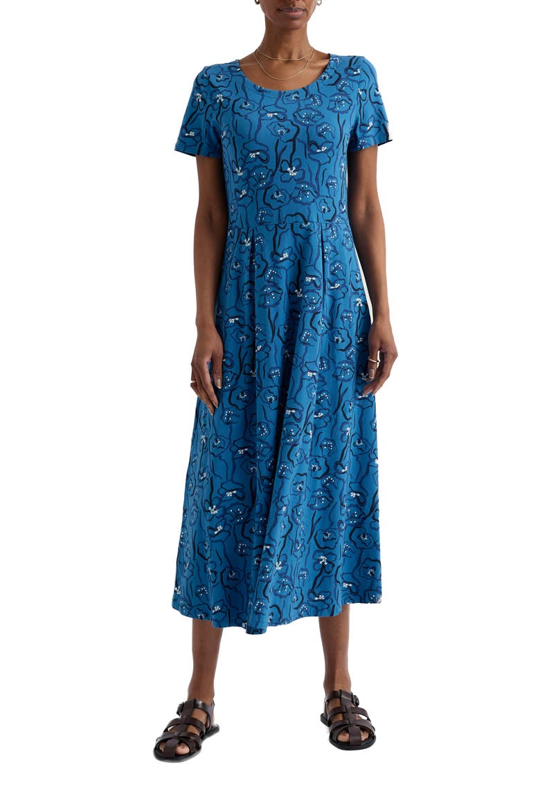 Veronica Floral Stretch Organic Cotton Midi Dress