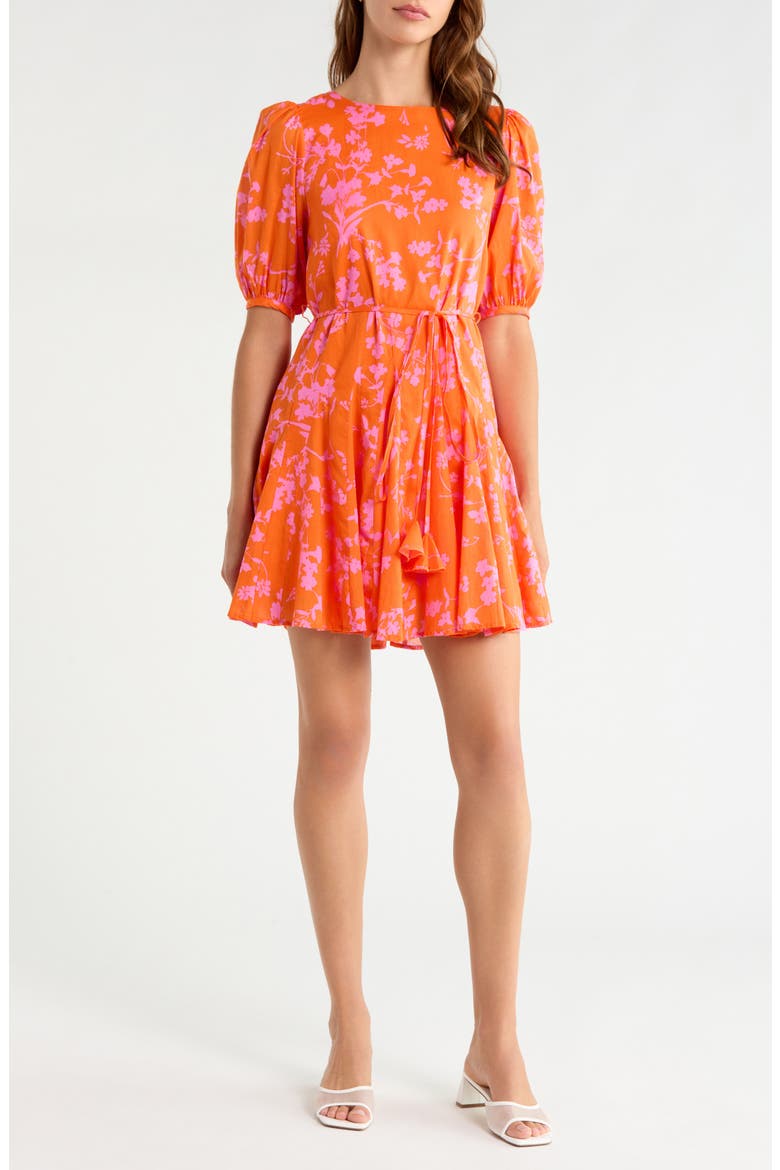 Delilah Floral Godet Pleat Cotton Minidress