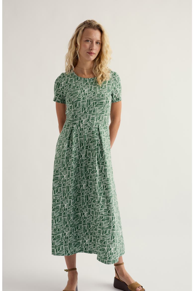 Veronica Abstract Print Stretch Organic Cotton Midi Dress