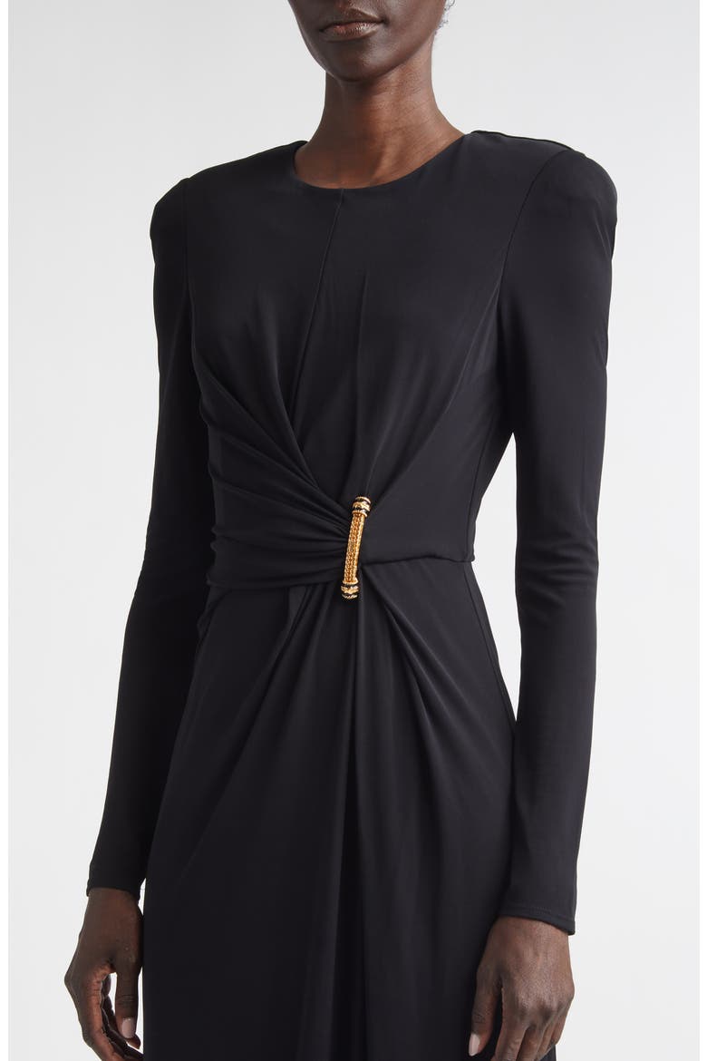 Dominique Long Sleeve Matte Crepe Jersey Gown