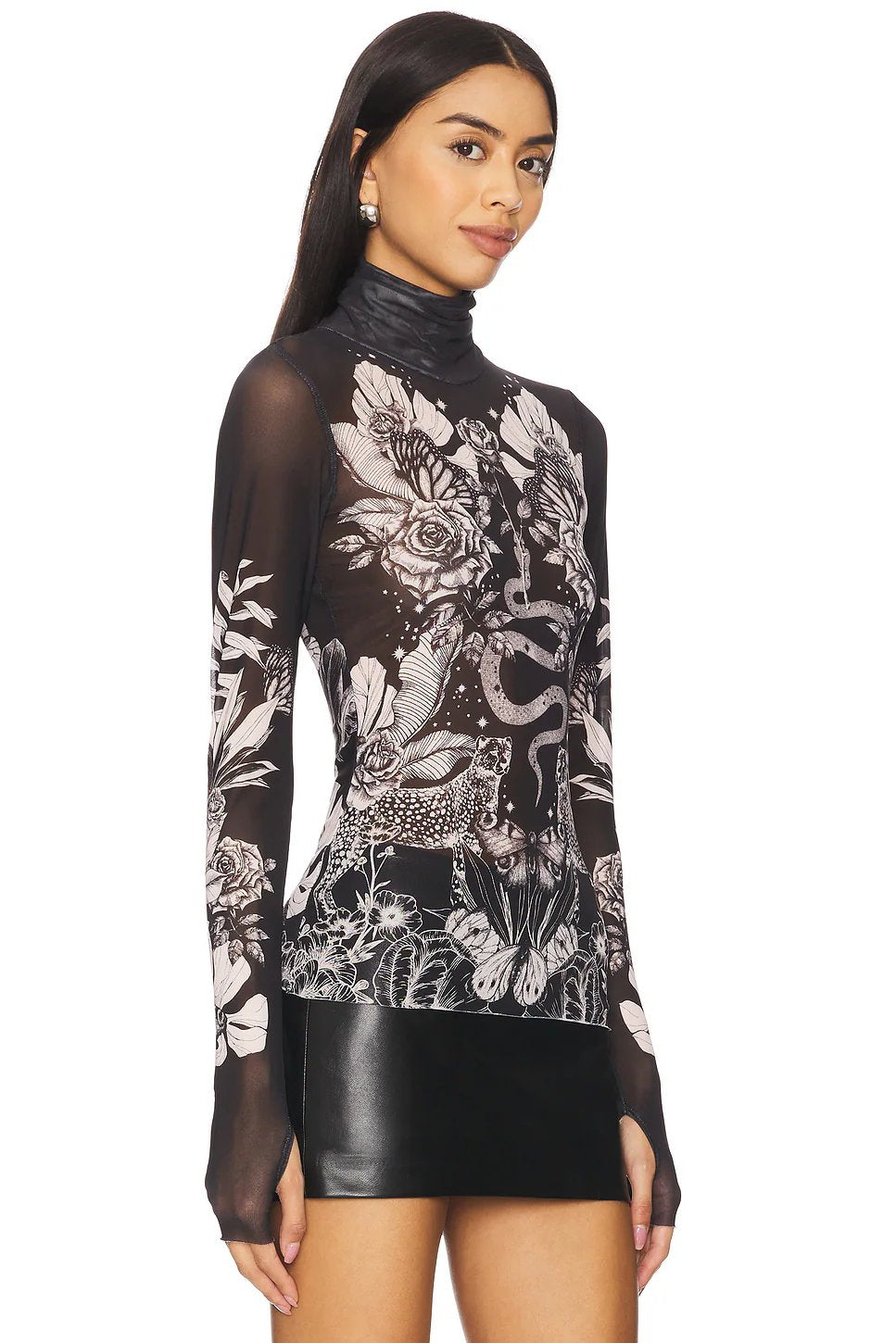 AFRM Zadie Turtleneck in Tonal Botanical - Image 5