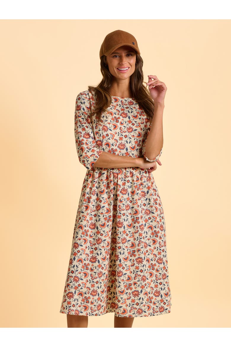 Beech 3/4 Sleeve Waist Tie Midi Dress