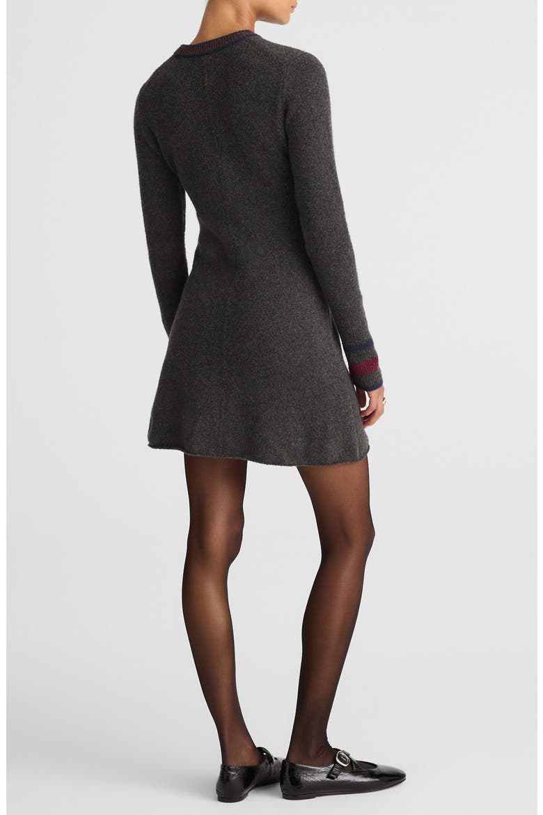 Stripe Trim Long Sleeve Sweater Minidress
