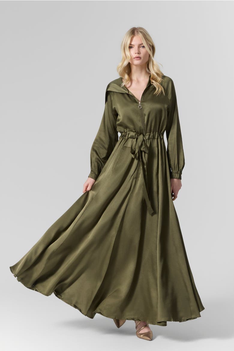 Silk Hooded Maxi Dress