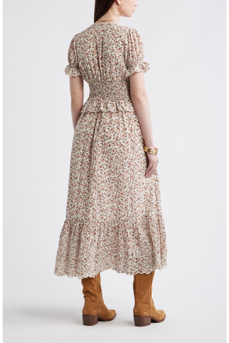 Cutwork Peplum Maxi Dress