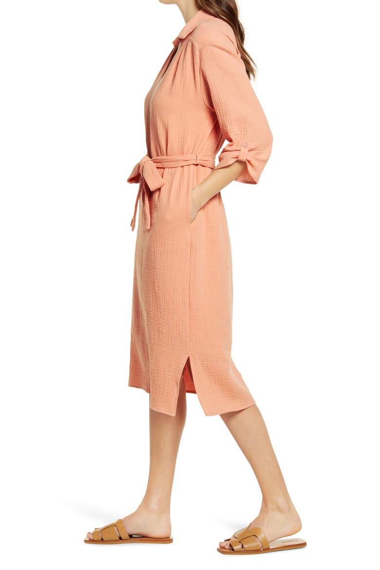 Textured Midi Shirtdress