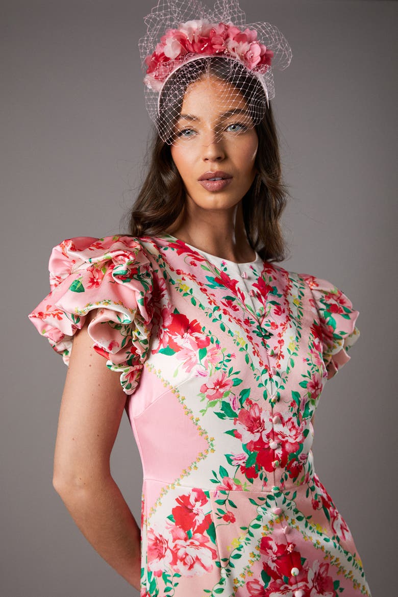 Lisa Printed Ruffle Hem Midi Dress