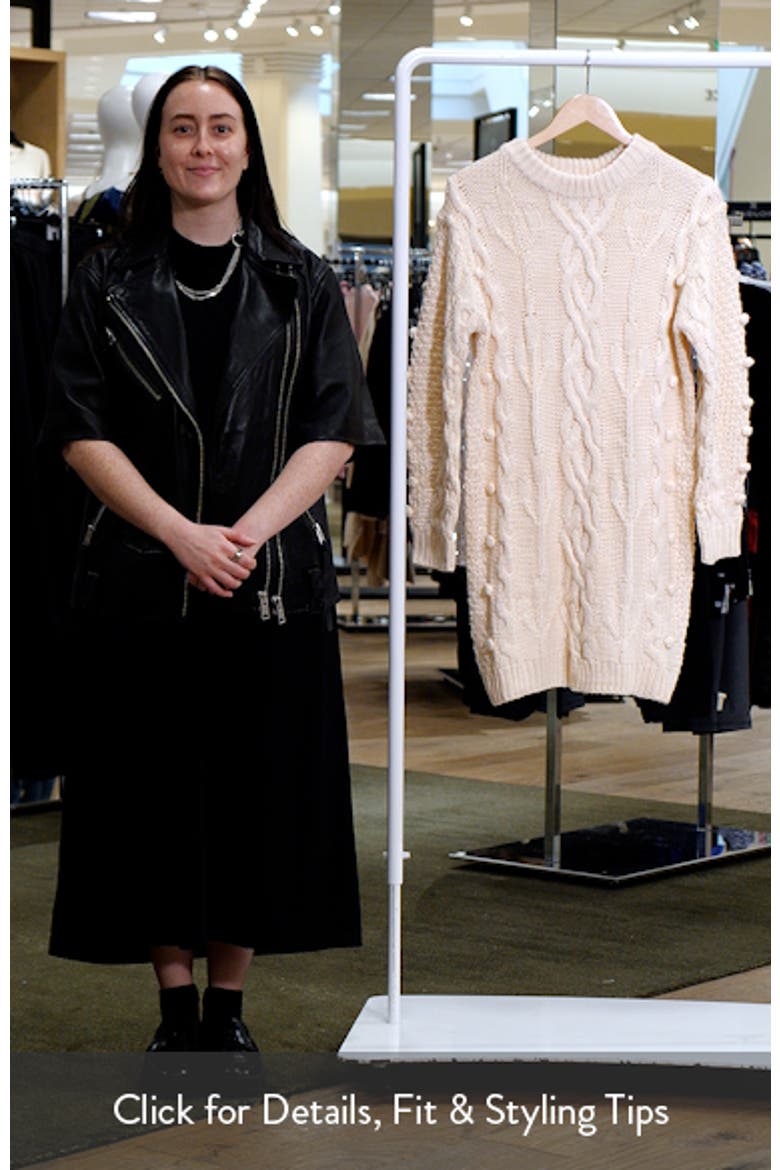 Mona Cable Stitch Long Sleeve Sweater Minidress