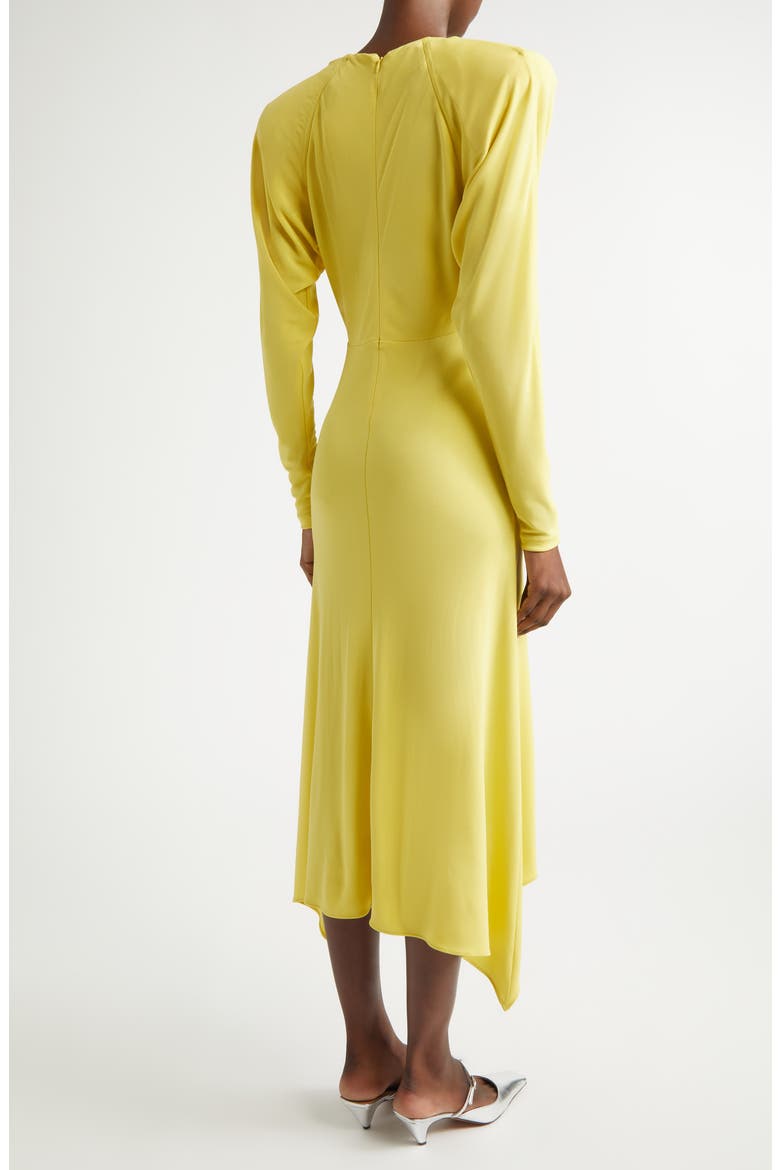 Gathered Long Sleeve Jersey Midi Dress