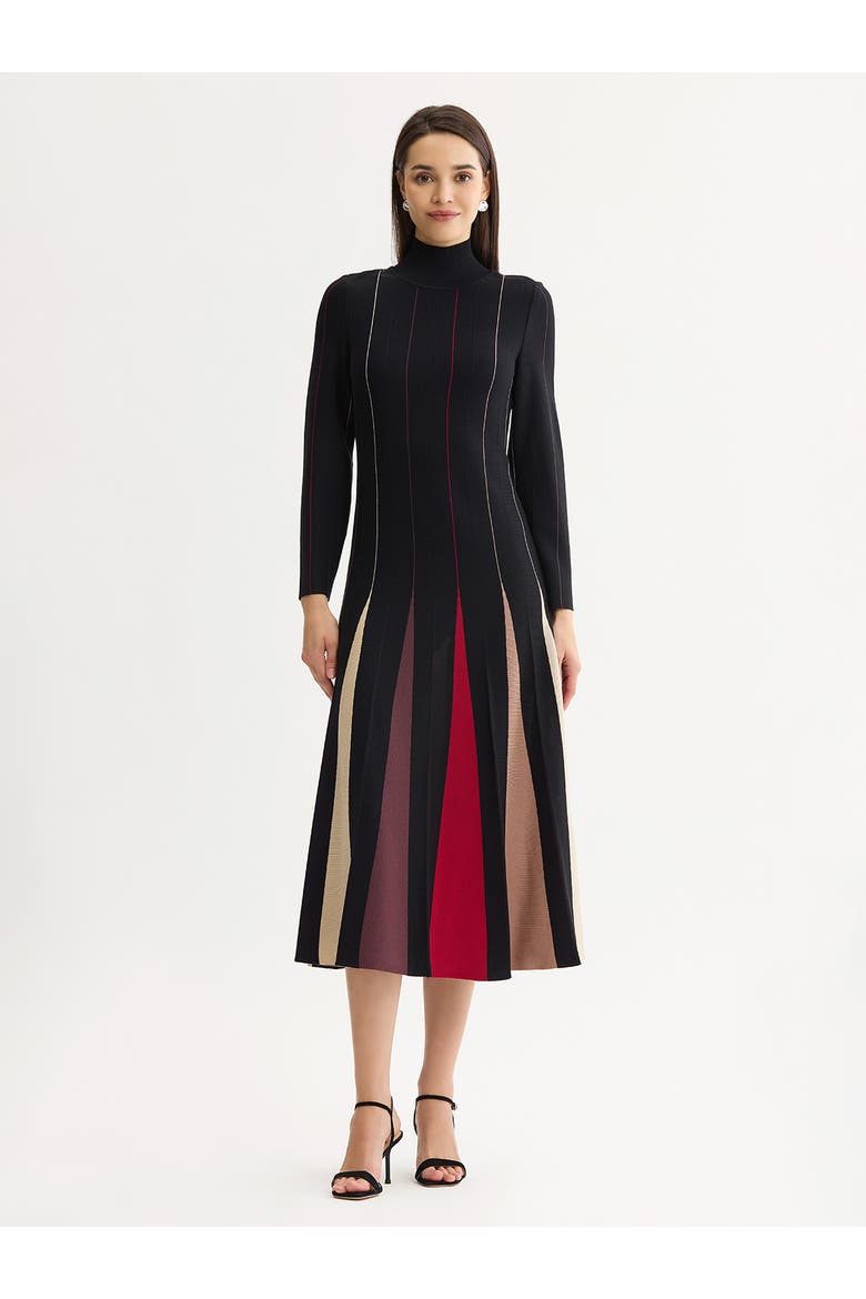 Fit & Flare Multi-Color Soft Knit Maxi Dress