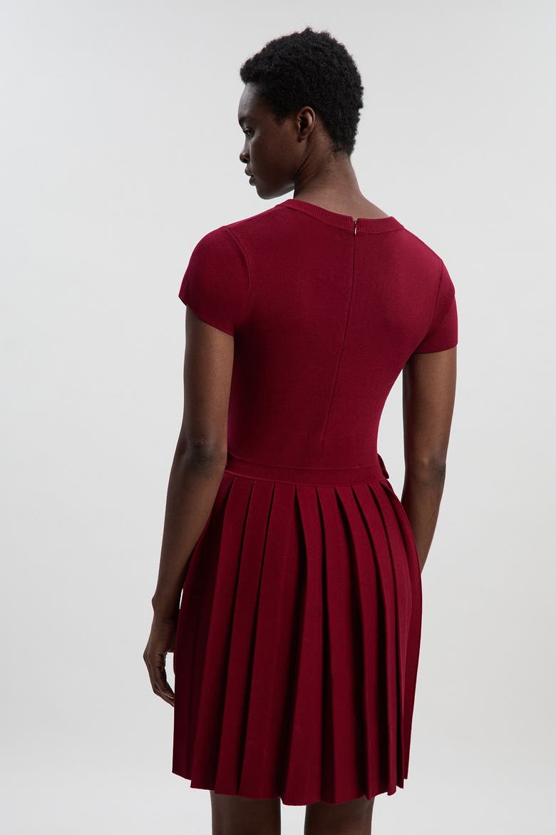 Viscose Tab Pleated Knit Mini Dress