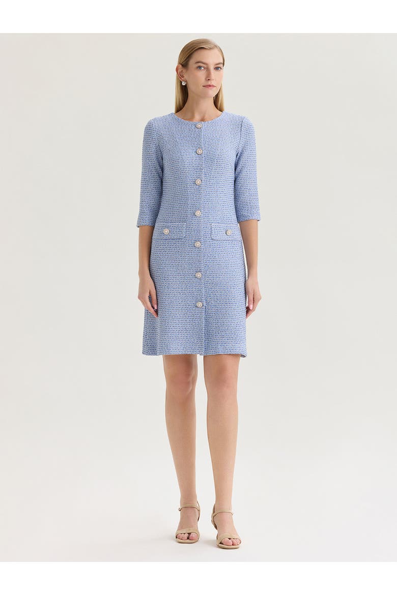 Tri-Color Tweed Knit Sheath Dress