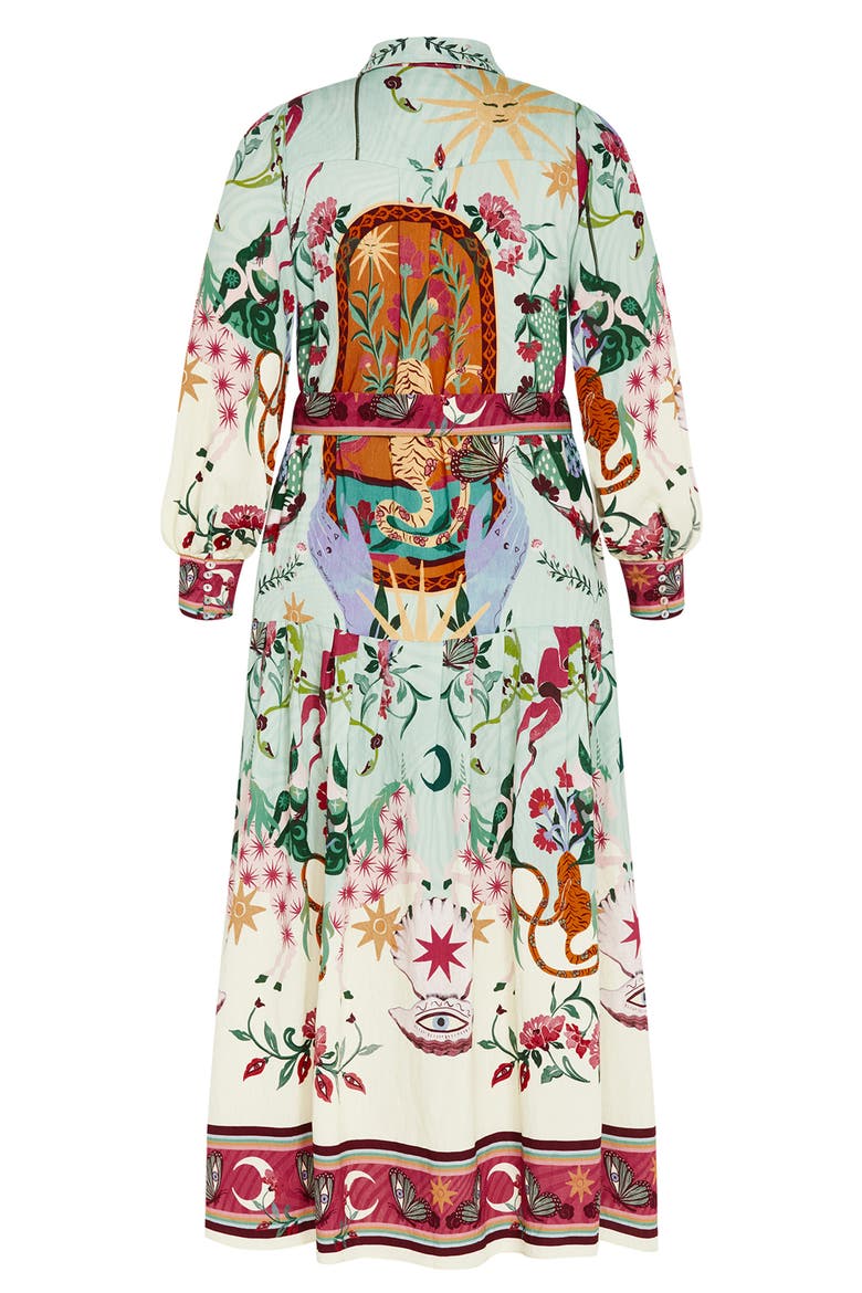 Ezra Mixed Print Long Sleeve Maxi Shirtdress