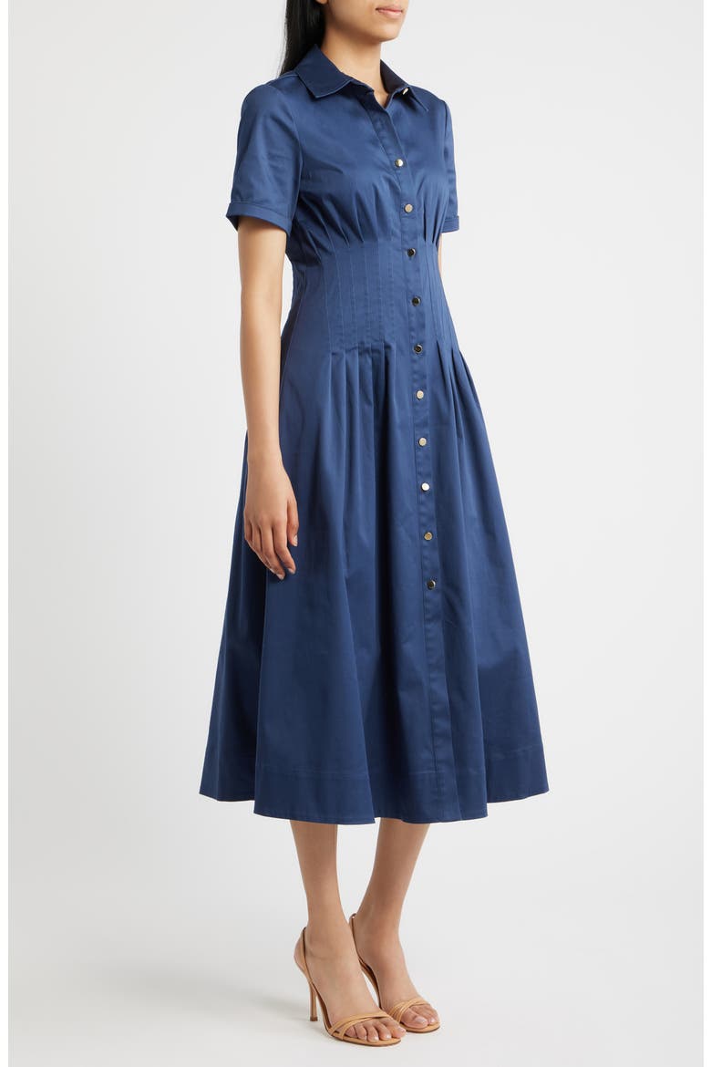 Short Sleeve Stretch Cotton Shirtdress