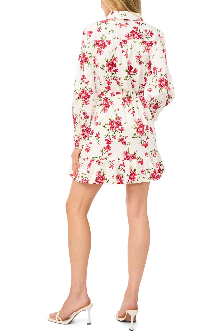 Ruffle Floral Print Tie Waist Dress