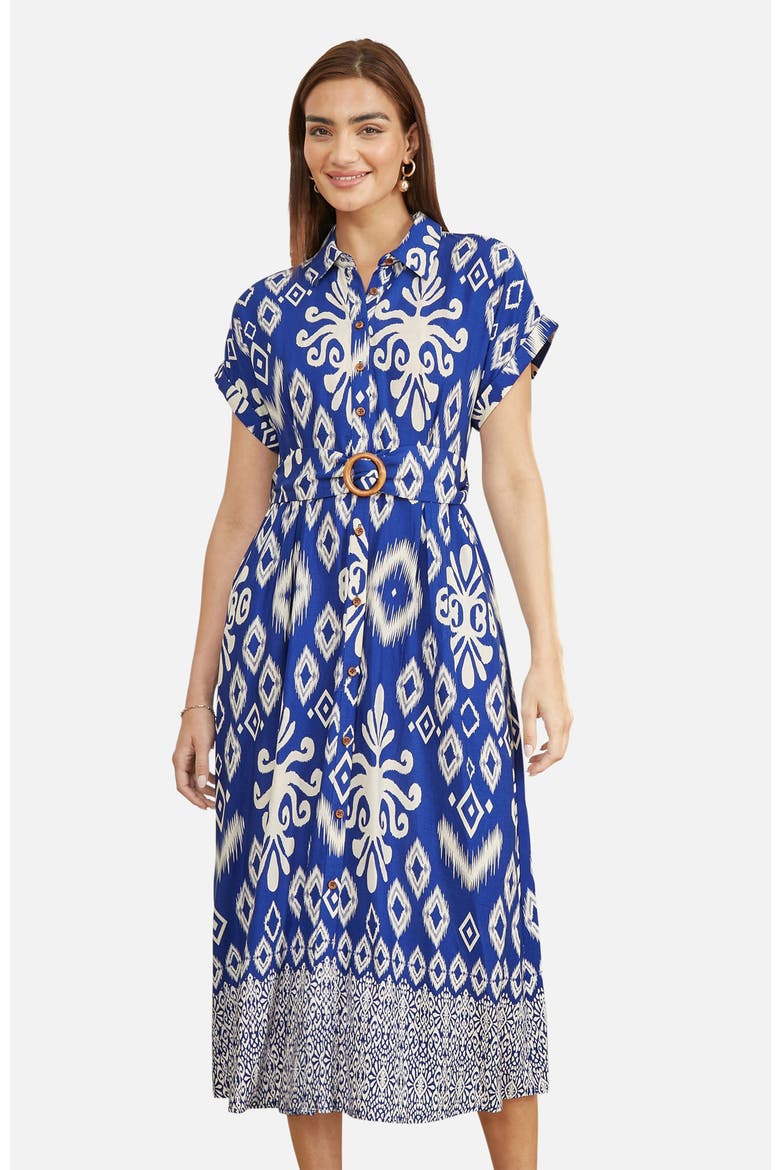 Geo Print Relaxed Midi Shirt Dress