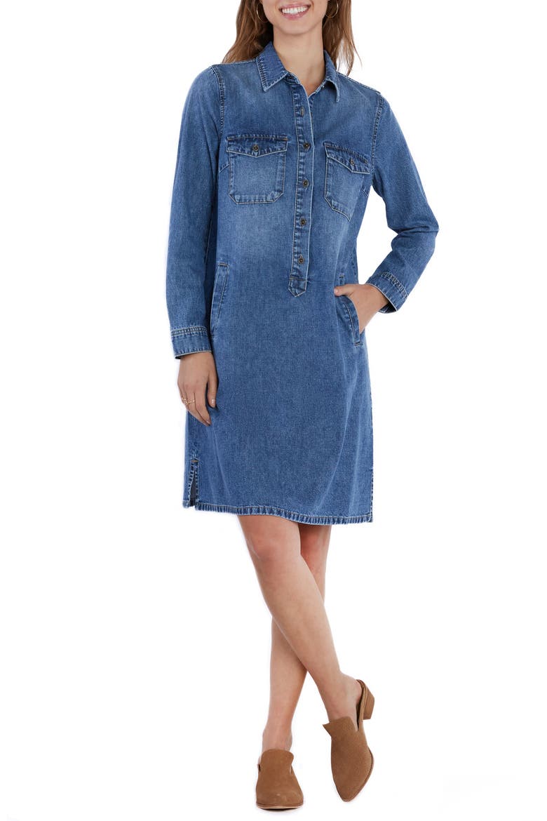 Long Sleeve Denim Shift Dress
