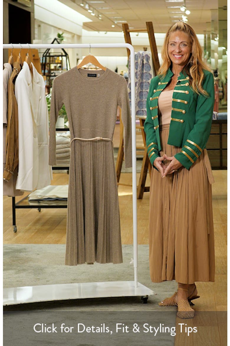 The Kellie Belted Long Sleeve Cashmere Midi Sweater Dress