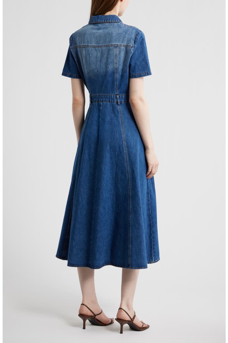 Cotton Blend Denim Midi Shirtdress