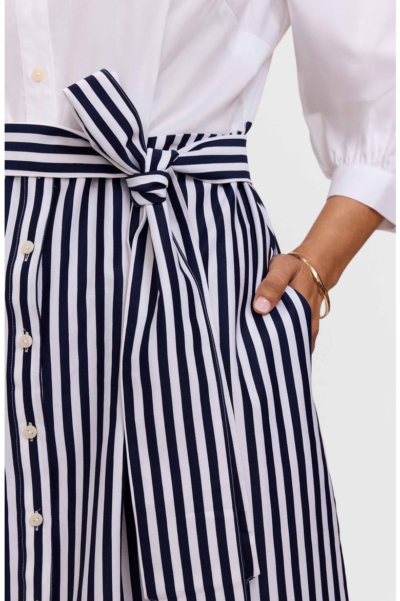 Esther Belted Stripe & Paisley Print Shirtdress