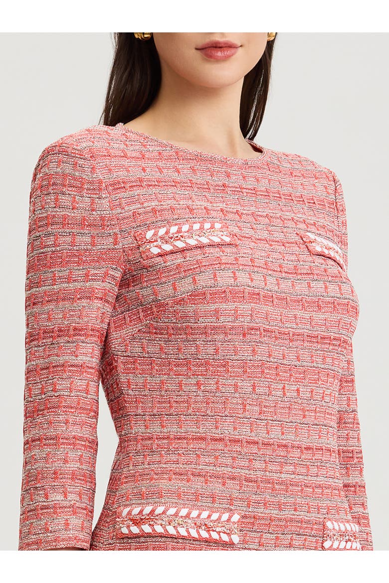 Whipstitch Tweed Knit Sheath Dress
