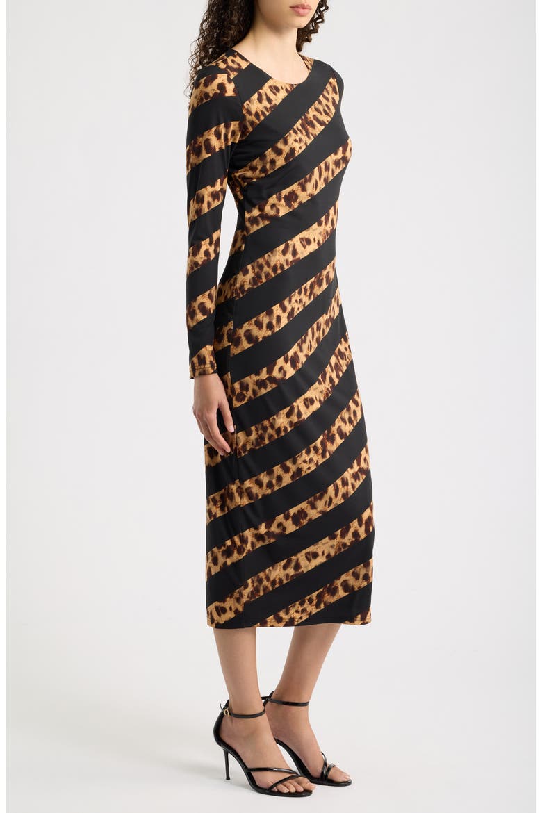 Leopard Stripe Long Sleeve Maxi Dress
