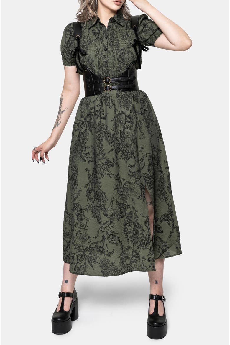 Orla Foxglove Print Shirred Midaxi Dress