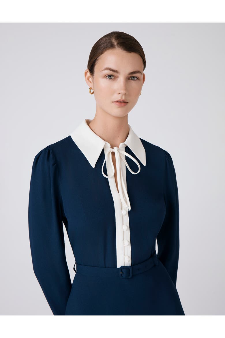 Lillian Crepe Collared Neck Midi Dress