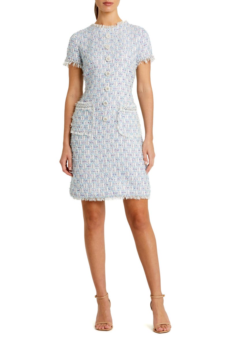 Women's Cap Sleeve Floral Button Detail Shift Dress