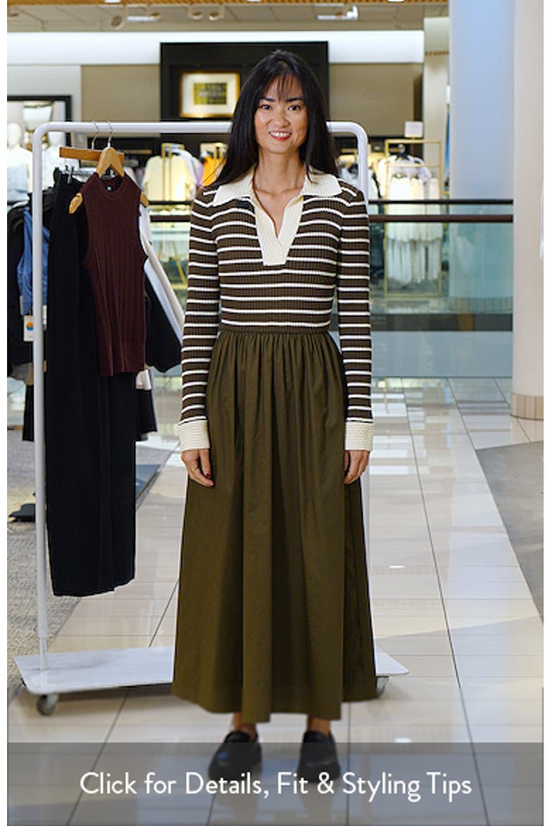 Stripe Long Sleeve Twofer Midi Dress