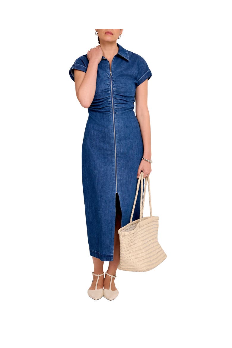 Denim Classic Collar Midi Dress