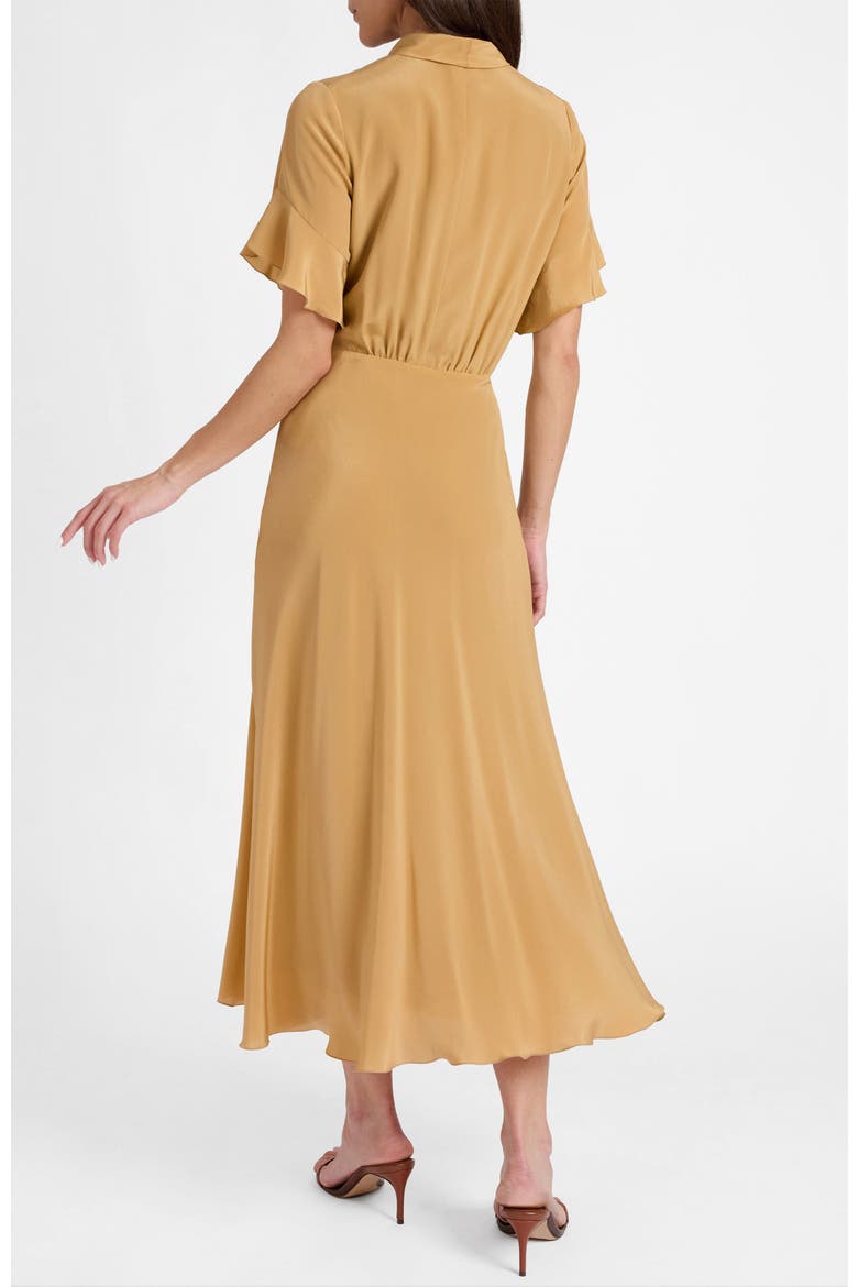Sabrina Silk Short Sleeve Tie Neck Midi Dress